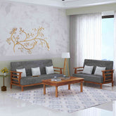 Feelinn Solid Sheesham Wood Five Seater Sofa (3+2, Natural Finish)
